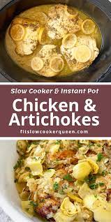 Slow Cooker Instant Pot Chicken And Artichokes Low Carb Paleo Whole30 Recipe Pressure Cooker Recipes Chicken Chicken Artichoke Recipes Best Pressure Cooker Recipes