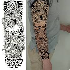 Cool half sleeve tattoo ideas. Leoars 4 Sheets Large Temporary Tattoos Big Long Full Arm Sleeve Tattoo Sticker Unisex Body Art Skull Flower Pattern Waterproof Fake Tattoos Sleeve Pricepulse