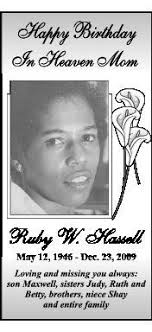 Ruby Hassell Obituary (2014)
