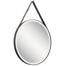 All the lighting you need from kichler Kichler 86000mbk Matte Black 40 X 28 Round Flat Glass Framed Wall Mounted Bathroom Mirror 3000k Lightingdirect Com