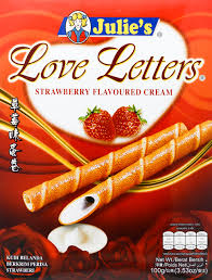 Love letters wafer cubes chocolate hazelnut. Julie S Love Letters Strawberry Flavoured Cream Stick Biscuit Box 100g Buy Online In Burkina Faso At Burkinafaso Desertcart Com Productid 96901920