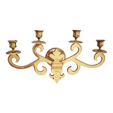 Copper wall sconce lounge ceiling lights sconces candle holders wall decor brass candle sconce aluminum wall vintage wall sconces hanging candles gold wall sconce wall mount light fixture sconces wall hanging. Vintage Solid Brass Wall Sconce 4 Candle Holders Fleur De Lis Chairish