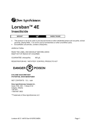 Directory of open access journals (sweden). Lorsbantm 4e Insecticide The Dow Chemical Company