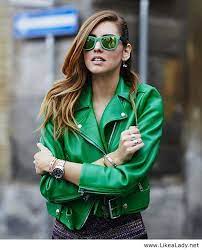 Pin By Blue Nile On Green Green Fashion Green Leather Jackets Green Jacket Outfit