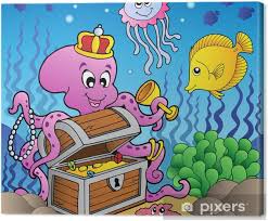 Check spelling or type a new query. Cartoon Octopus On Treasure Chest Canvas Print Pixers We Live To Change