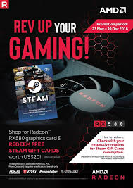 It's a steam code to redeem on you steam account to add money in your virtual wallet. Bizgram Asia Pte Ltd Amd Rx580 Steam Gift Card Promotion Radeon Bizgram Asia Pte Ltd Bizgram Bizgramasia Singapore Asus Republic Of Gamers Amd Promotions Blackfriday Cybermonday Thanksgiving Facebook