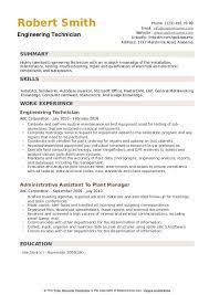 Create your unique resume faster. Engineering Technician Resume Samples Qwikresume