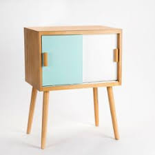 Meuble Vintage Scandinave 2 Portes Coulissantes Bleu Et Blanc 80x60x40cm Meuble Vintage Meuble Porte Coulissante Porte Coulissante