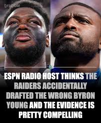 In 2023, the Raiders used the 70th overall pick in the NFL Draft to select  Alabama DT Byron Young. The Rams scooped up a DE out of Tennessee with the  same name