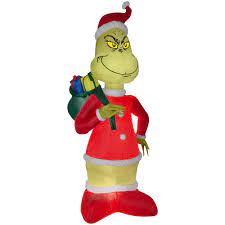Maybe you would like to learn more about one of these? Airblown 8 Ft Pre Lit Led Holiday Grinch In Santa Suit With Sack Christmas Inflatable 110010 The Home Depot