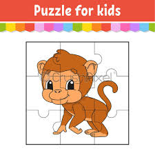 Monkey coloring sheets are both fun and educational. Puzzle Game For Kids Brown Monkey Education Worksheet Color Activity Stock Vector Crushpixel