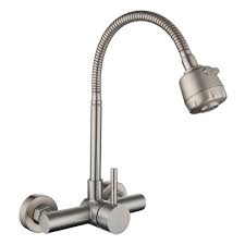 stainless steel kitchen faucet wall