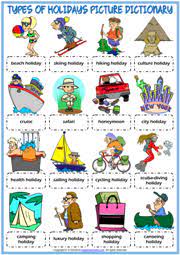 holiday types esl vocabulary worksheets