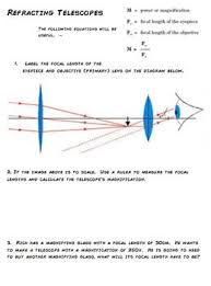 Telescope Magnification Worksheet Refracting Telescopes