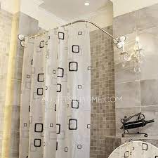 While a refreshing shower is the best choice you can use this cane corner bathroom space. Affordable L Shaped White Shower Curtain Rod No Punch