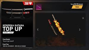 The weapon has a melee range and a slow rate of fire. Kendoka Katana Top Up 200 Diamonds Get Free Legendary Katana Skin Free Fire New Topup Event Youtube