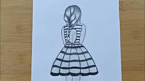 New drawing #inspired from edgar. How To Draw A Easy Girl With Beautiful Dress Howto Techno