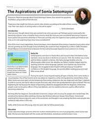 Hispanic heritage month second grade people worksheets: The Aspirations Of Sonia Sotomayor Worksheet Education Com