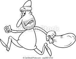 More special transport coloring pages. Running Thief Cartoon Coloring Page Black And White Cartoon Illustration Of Thief Running Away With Sack For Coloring Book Canstock