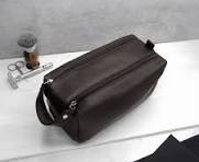Personalized Embroidered Leather Toilet Wash Bag – Men’s Travel Bag With  Strap, Black Or Brown
