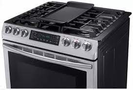 Nx58m9420ss Samsung 30 5 8 Cu Ft Slide In Gas Range With Warming Center And Griddle Stainless Steel Gas Range Convection Range Samsung Stoves