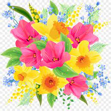 Flamingo bird with palm leaves, magnolia flowers and eucalyptus leaves, web banner. Flowers Clipart Background
