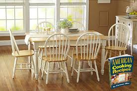 Amazon Com Fortune Bliss 7 Piece Wooden Dinette Table With 6 Chairs White And Natural Tabl Farmhouse Dining Room Set Oak Dining Sets Living Room Solutions