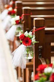 Details On Point Adorable Red And White Flowers Jar Hangings Red Wedding Decorations Church Wedding Decorations White And Gold Wedding Themes