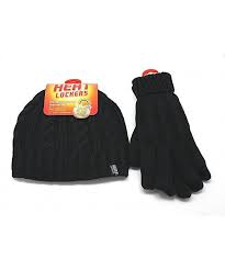 Womens Black Braided Thermal Hat And Gloves Set Cj12ocscs0j Gloves Set Black Braids Cable Knit Hat