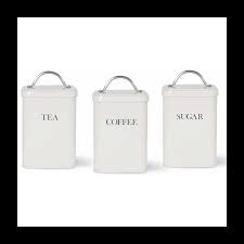 We offer a variety of styles and designs, so you're sure to find the perfect one for your kitchen. Garden Trading Chalk White Tea Coffee Sugar Storage Canisters