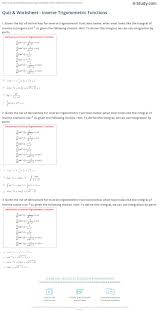 To download/print, click on the button bar on the bottom of the worksheet. Quiz Worksheet Inverse Trigonometric Functions Study Com