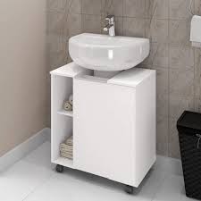 Gabinete De Coluna 1 Porta Pequin Moveis Bechara Branco Em 2020 Gabinete Banheiro Pias De Banheiro Armario Banheiro