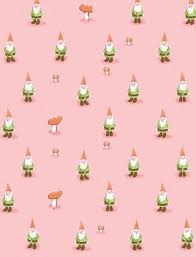 Heather Ross Munki Munki Garden Gnomes On Pink 1 Front Panel By Sewdeerlyloved On Etsy Pattern Illustration Pattern Design Pattern Wallpaper
