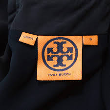 Tory Burch Navy Blue Embellished Satin Sleeveless Shift Dress M Tory Burch Tlc
