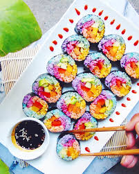 Repost Theindigokitchen Rainbow Unicorn Sushi I M Obsessed With Colorful Foods And Especially Colourful Sushi So I Went Rainbow Food Sushi Recipes Sushi