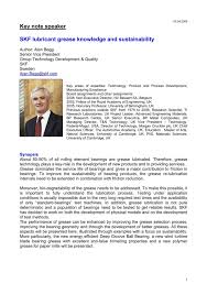Key note speaker SKF lubricant grease knowledge and ...