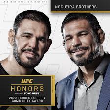 Breaking: The Nogueira brothers, Rodrigo and Rogerio, have been named the  recipients of 2023's Forrest Griffin Community Award 👏 [ #UFCHonors  presented by Toyo Tires ]