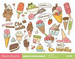 Cute Ice Cream Kawaii Doodle Clipart Cute Vector Clipart Digital Download Cute Sticker