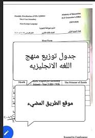 جدول توزيع اللغة الانجليزية 2021 لكل الصفوف إبتدائي اعدادي ثانوي الاهداف العامة خريطة ونواتج التعلم