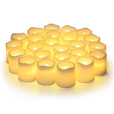 Amazon Com Flameless Votive Candles Flameless Flickering Electric Fake Candle Pack Of 24 Battery Operated Led Tea Lights In Warm White For Wedding Table Festival Celebration Halloween Christmas Decorations Home Improvement