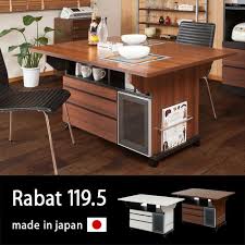 楽天市場 カウンターテーブル バタフライ rabat ラバット 日本製 キッチンカウンター 完成品 幅120 高さ70 オープン収納 5か所 アルミ枠 ガラス戸 収納 引出し 3杯 アイランド型 キッチンワゴン キャスター ダイニングテーブル 幅119 5cm garnier ガルニエ