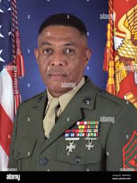 Formal dress portrait of HQSVCBN Sergeant Major Green, USMC (uncovered).  Base: Marine Corps Base, Quantico State: Virginia (VA) Country: United  States Of America (USA Stock Photo