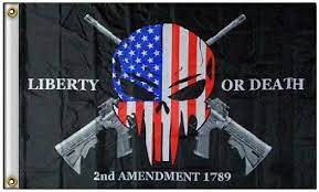 Liberty or death flag skull. Dekoration Liberty Or Death 2nd Amendment Skull Right To Bear Arms Military Flag 3x5 Poly Fahnen