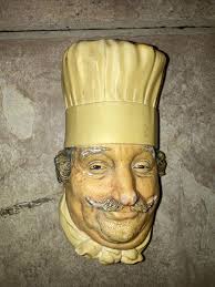 Vintage Bossons Chalkware Chef Man's Head Face & Indian Head face