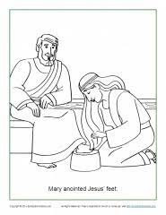 37 a woman in that town who lived a sinful life learned that jesus was eating at the pharisee's house, so she came there with an alabaster jar of perfume. Mary Anoints Jesus Feet Coloring Page