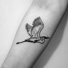 Forearm Bird And Flower Tattoo Unique Small Simple Inner Forearm Bird Mens Heron Tattoos Tattooideasforwomen Heron Tattoo Tattoo Designs Men Pelican Tattoo