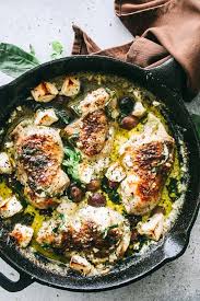 Baked Pesto Chicken With Olives And Feta Tender Flavorful And Juicy Baked Chicken Cooked In A Cream Baked Pesto Chicken Chicken Pesto Recipes Olive Recipes