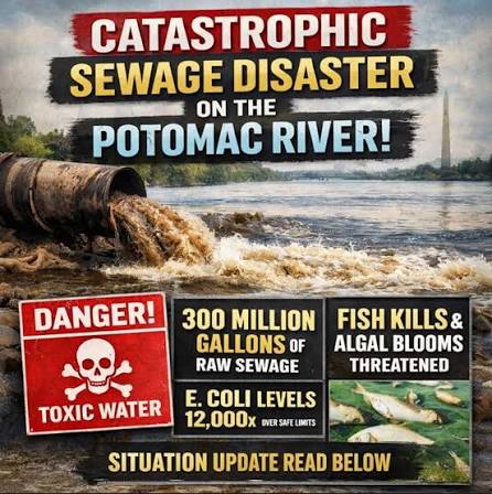 Thousands of dead and dying fish were found along a several‑mile stretch of  the Potomac River upstream from the massive sewage pipe rupture that sent  millions of gallons of raw waste into