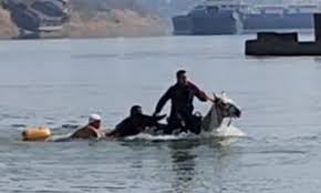 Prince on white horse' rescues man from freezing river - Global Times