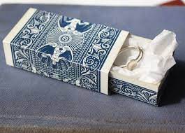 The top should fit comfortably over the base since you trimmed a little extra off of the bottom card piece. Tiny Favor Boxes Made Out Of Playing Cards 12 For A Set Of 6 Playing Card Crafts Cards Vintage Playing Cards